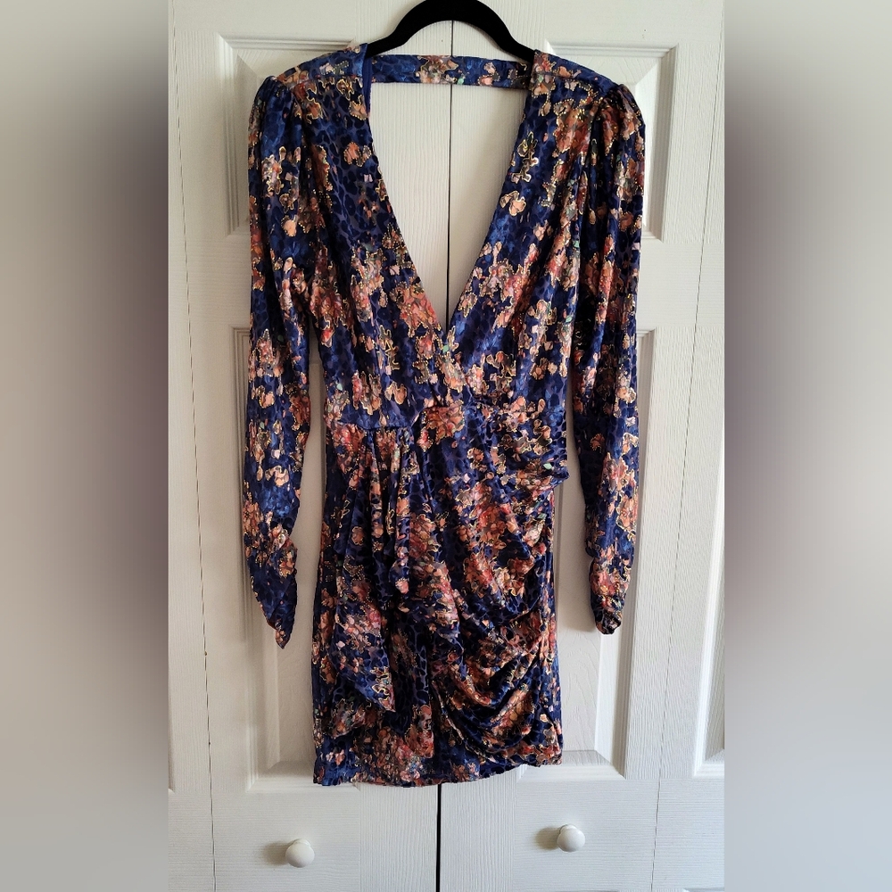 Femi Women's Floral Velvet Open-Back Bodycon Dress, Sz. Medium. MSRP $50.